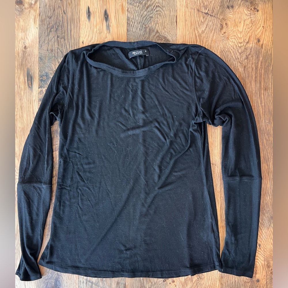 Michael Lauren Classic Black Long Sleeve Top